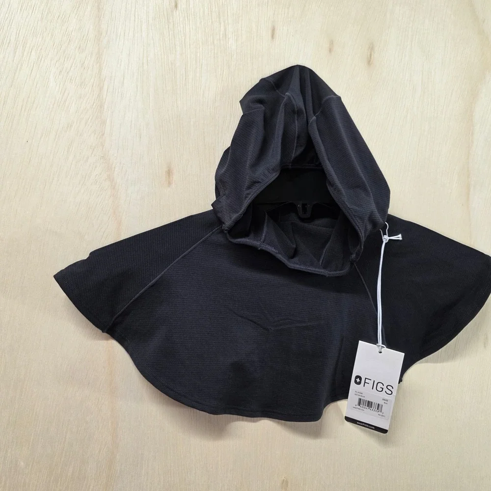 FIGS Black Performance Hijab Technical Activewear Hood W21AC3016 XS/S NWT